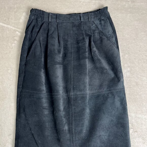 Chaus Dresses & Skirts - Vintage Black Leather Suede Pencil Skirt size 2/25 Chaus Straight Petite Women's